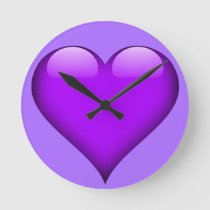 Lila Glasherz anpassbar Runde Wanduhr