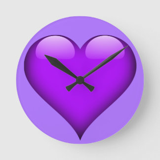 Lila Glasherz individuell anpassbar Runde Wanduhr