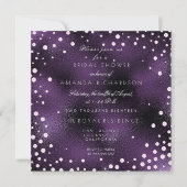 Lila Glass Pink Confetti Perlen Brautparty Einladung (Vorderseite)