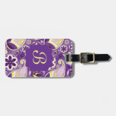 Lila glatter Steigungs-Hintergrund Paisleys Gepäckanhänger (Vorderseite horizontal)