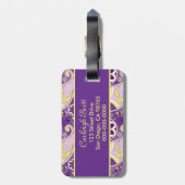 Lila glatter Steigungs-Hintergrund Paisleys Gepäckanhänger (Rückseite vertikal)