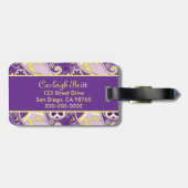 Lila glatter Steigungs-Hintergrund Paisleys Gepäckanhänger (Rückseite horizontal)