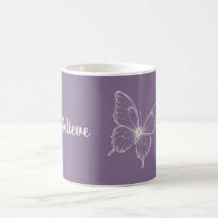 Lila Glaub Schmetterling Kaffeetasse