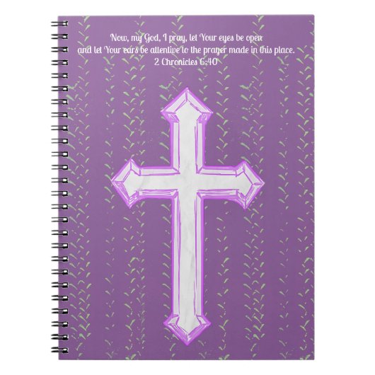 Lila Glaube Cross Gebet Journal Bible Verse Notizblock (Vorderseite)