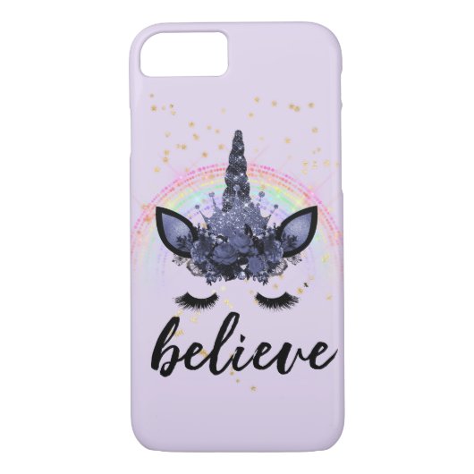 Lila Glaube Unicorn Case-Mate iPhone Hülle (Rückseite)