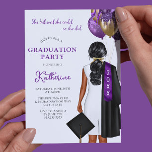 Lila glaubte sie, dass sie eine Graduiertenparty m Einladung