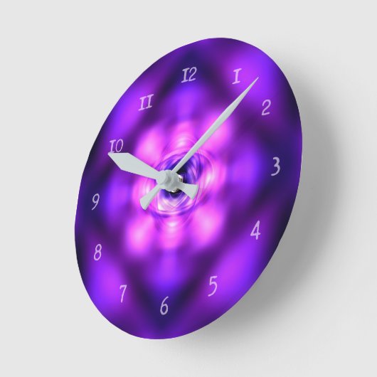 Lila Glimmeratom Runde Wanduhr (Winkel)