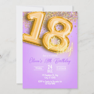 Lila Glitter 18. Geburtstagseinladung Einladung