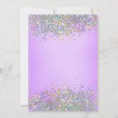 Lila Glitter 7. Geburtstagseinladung Einladung (Rückseite)