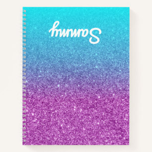 Lila Glitter Aqua Ombre Linkshänder Notizblock