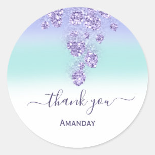 Lila Glitter-Brautjunggesellinnenabschied Sweet16t Runder Aufkleber