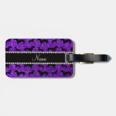 Lila Glitter-Dackeln des personalisierten Gepäckanhänger (Rückseite horizontal)