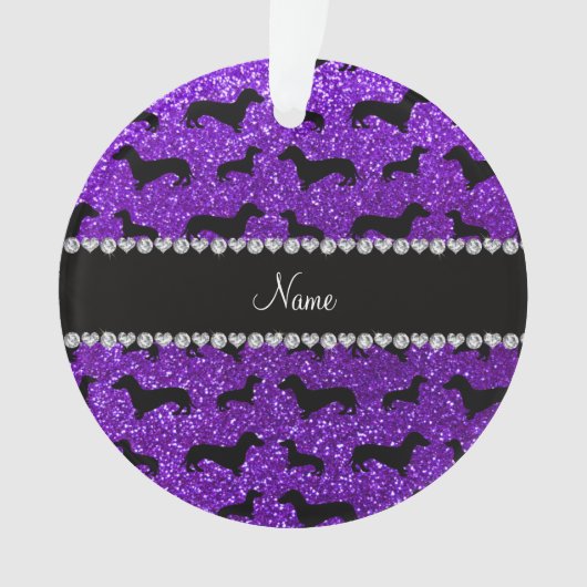 Lila Glitter-Dackeln des personalisierten Ornament (Vorderseite)