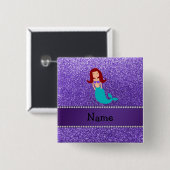 Lila Glitter der personalisierten Button (Vorne & Hinten)