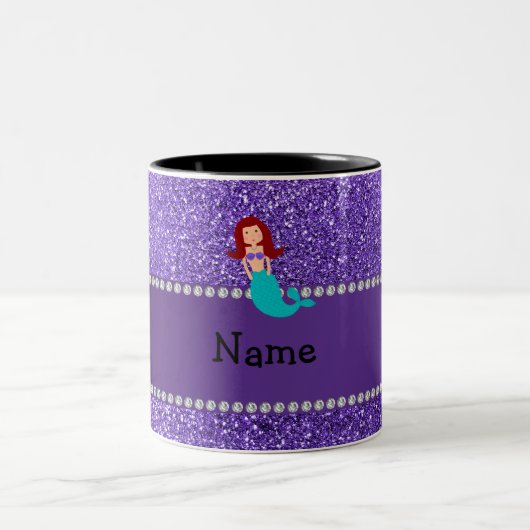 Lila Glitter der personalisierten Zweifarbige Tasse (Mittel)