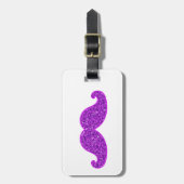 Lila Glitter des Girly Schnurrbartes des Spaßes Gepäckanhänger (Vorderseite vertikal)