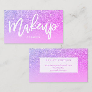 Lila Glitter des Make-upkünstler-Typografierosas Visitenkarte