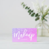 Lila Glitter des Make-upkünstler-Typografierosas Visitenkarte (Stehend Vorderseite)