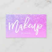Lila Glitter des Make-upkünstler-Typografierosas Visitenkarte (Vorderseite)