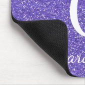 Lila Glitter Funkel Glam Monogramm Mousepad (Ecke)