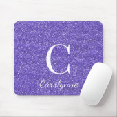 Lila Glitter Funkel Glam Monogramm Mousepad (Mit Mouse)