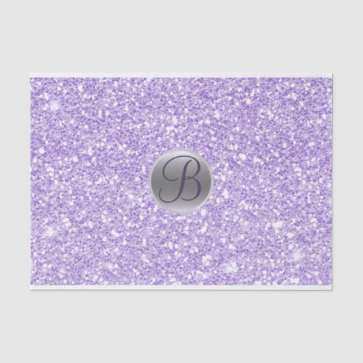 Lila Glitter Funkeln Glam Monogramm Anfangsbuchsta Seidenpapier (Vorderseite)