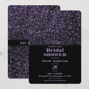 Lila Glitter Funkelnde Lichter Brautparty Einladung