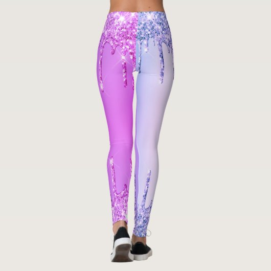 Lila Glitter Funkelnde Tropfen Leggings (Rückseite)