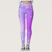 Lila Glitter Funkelnde Tropfen Leggings (Vorderseite)