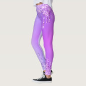 Lila Glitter Funkelnde Tropfen Leggings (Links)