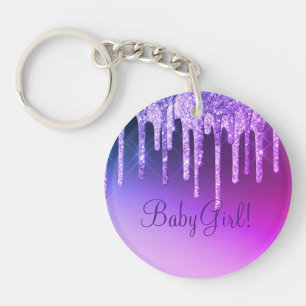 Lila Glitter Glam Chic Mädchen Name Funkeln Schlüsselanhänger