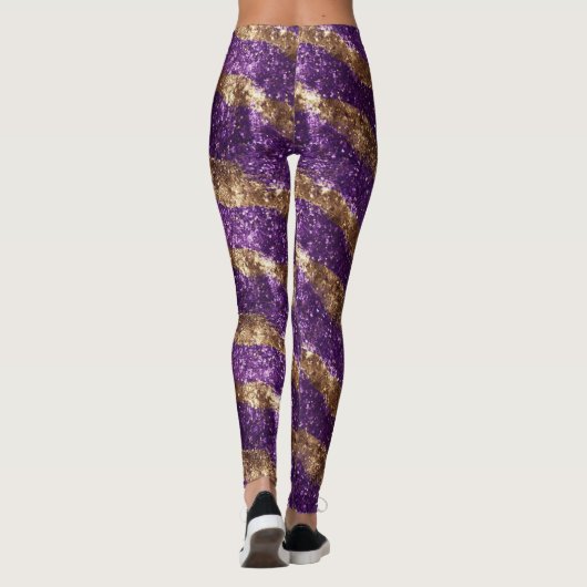 Lila Glitter Gold Glanz Leggings (Rückseite)