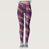 Lila Glitter Gold Glanz Leggings (Vorderseite)