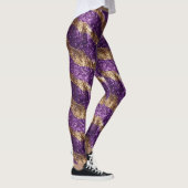 Lila Glitter Gold Glanz Leggings (Rechts)