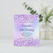 Lila Glitter Irisierender Regenbogen 40. Geburtsta (Stehend Vorderseite)