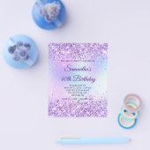 Lila Glitter Irisierender Regenbogen 40. Geburtsta Flyer (Einzeln)