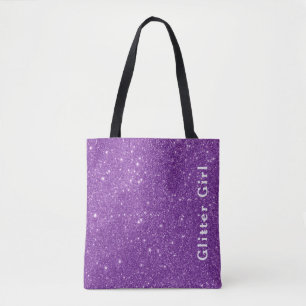 Lila Glitter-Mädchen zeige deinen glamourösen Glan Tasche