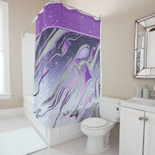 Lila-glitter-marmor-badezimmervorhang Duschvorhang