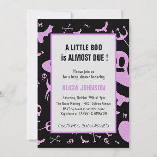 Lila Glitter Oktober Halloween Baby Shower Geist Einladung