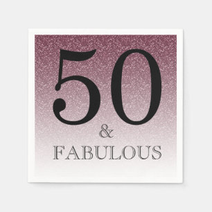 Lila Glitter Ombre 50 und Fabelhaft 50. Geburtstag Serviette
