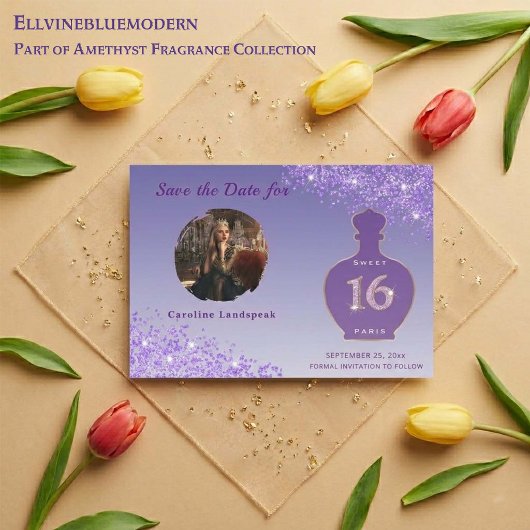Lila Glitter Paris Duftstudio Sweet 16 Save The Date
