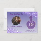 Lila Glitter Paris Duftstudio Sweet 16 Save The Date (Vorderseite)