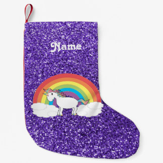 Lila Glitter personalisierten Namensregenbogen Kleiner Weihnachtsstrumpf
