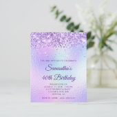 Lila Glitter Regenbogen Irisierend 40. Geburtstag (Stehend Vorderseite)
