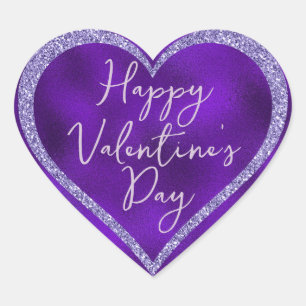 Lila Glitter Romantische Schrift Valentinstag Herz-Aufkleber