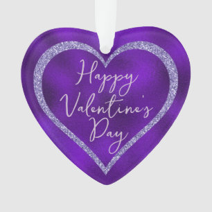 Lila Glitter Romantische Schrift Valentinstag Ornament