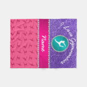 Lila Glitter-Silhouette der rosa Namensgymnastik Fleecedecke (Vorderseite (Horizontal))