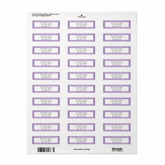 Lila Glitter Trim - Rücksendeadresse (Vorne)