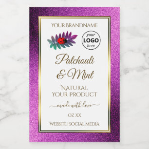 Lila Glitter Weiß Produktetiketten Marienkäfer-Log Lebensmitteletikett