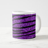 Lila Glitter Zebrastreifen Jumbo-Tasse (Vorderseite Rechts)